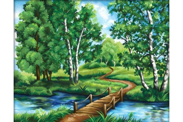 Сельский пейзаж гуашью