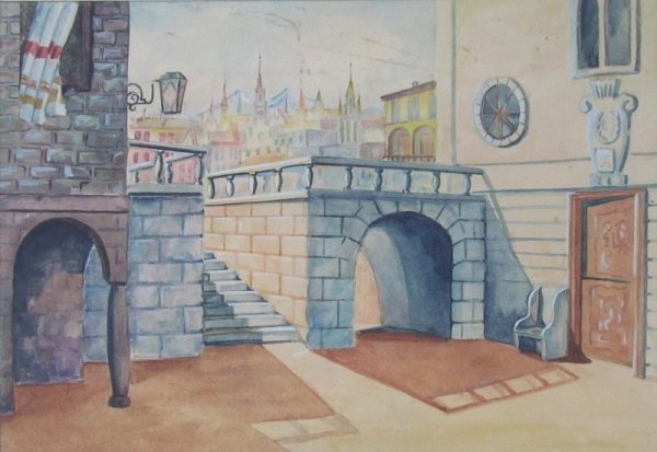 Эскиз декорации к спектаклю Ромео и Джульетта