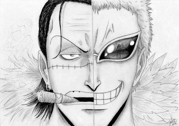 Крокодайл Ван Пис черно белые