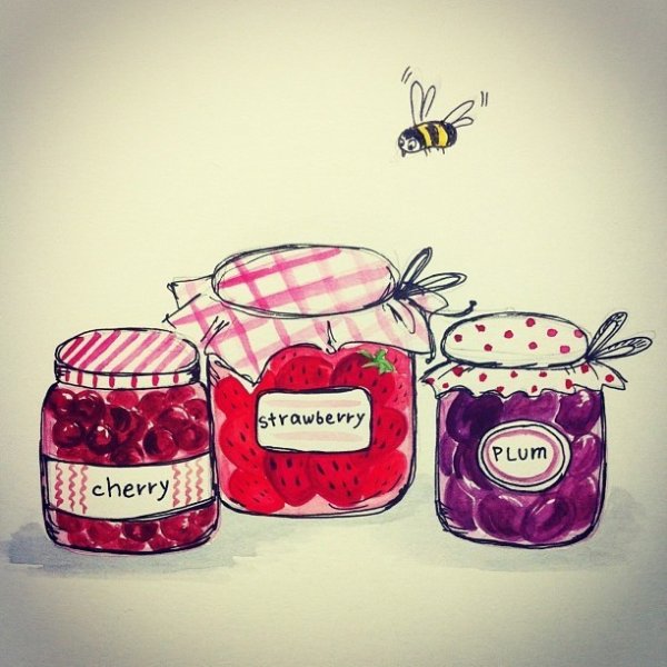 Банка варенья акварель