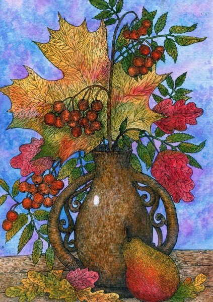 Рисунок осень карандашом