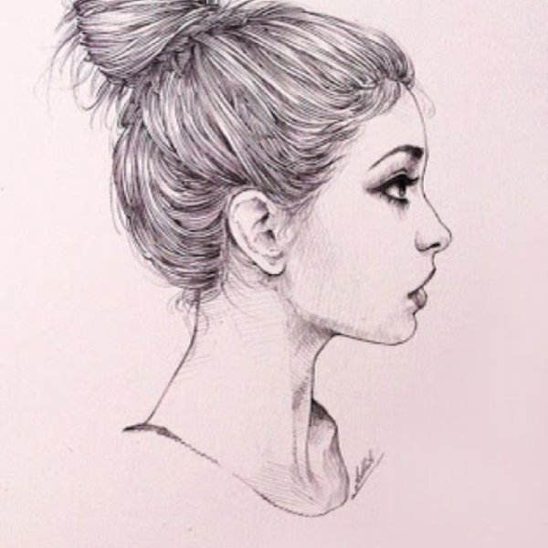 Лицо в профиль карандашом