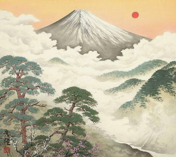 Гора Фудзи японская живопись