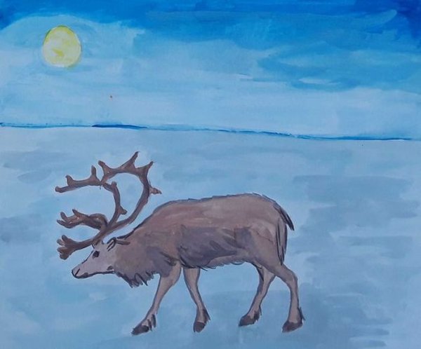 Пейзаж в графике с животными