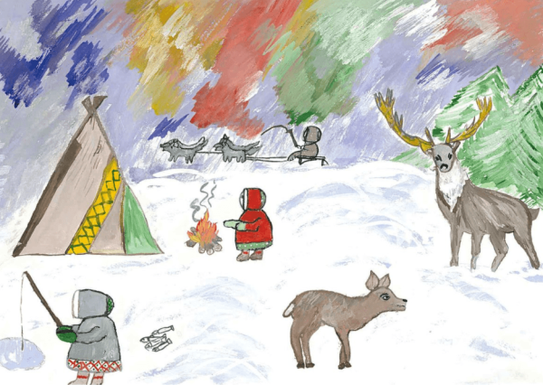 Пейзаж тундры рисунок