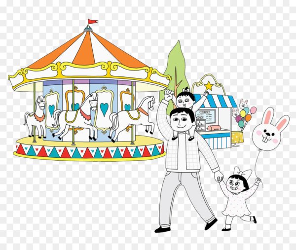 Дети на аттракционах вектор