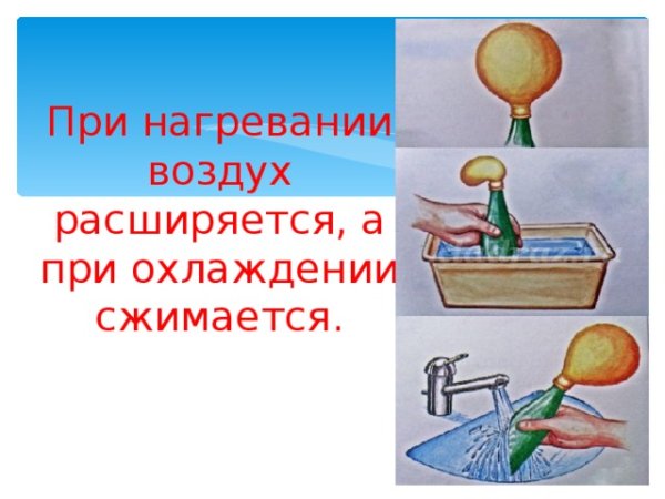 При нагревании воздух расширяется