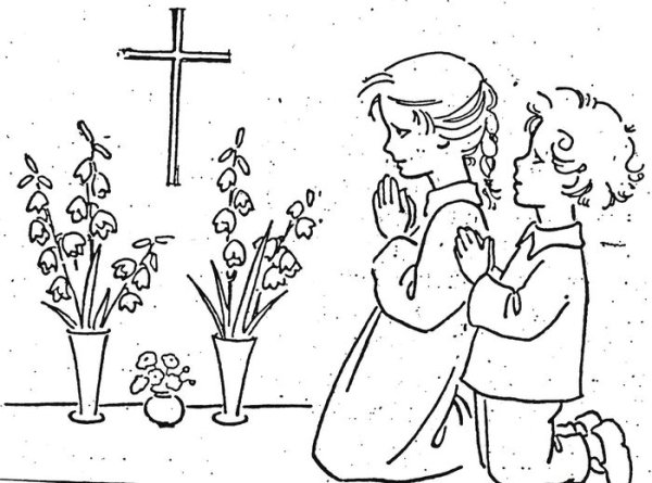 Раскраска молящиеся в храме