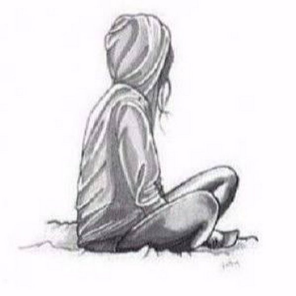 Девушка сидит рисунок