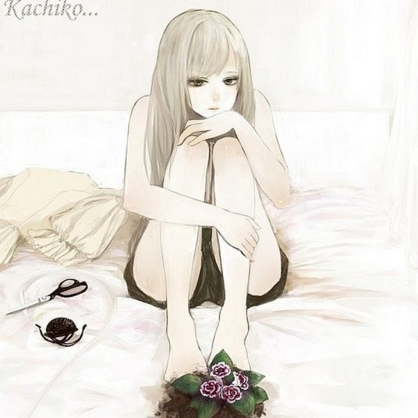 Девушка сидит арт