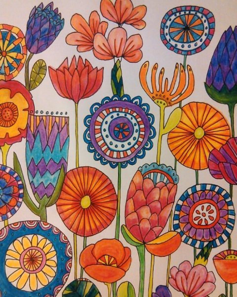 Декоративные цветы фломастерами