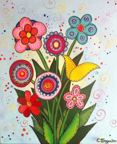 Фантастические цветы рисование