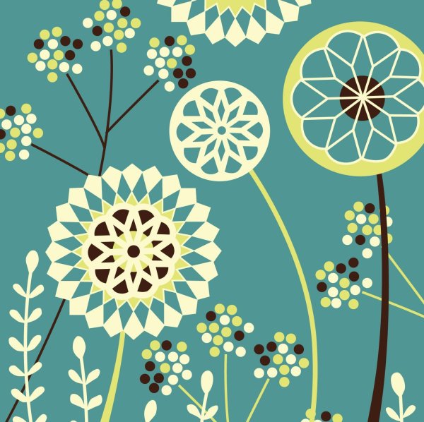 Стилизованные цветы в цвете