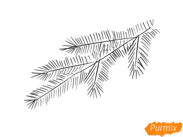 Нарисовать ветку елки