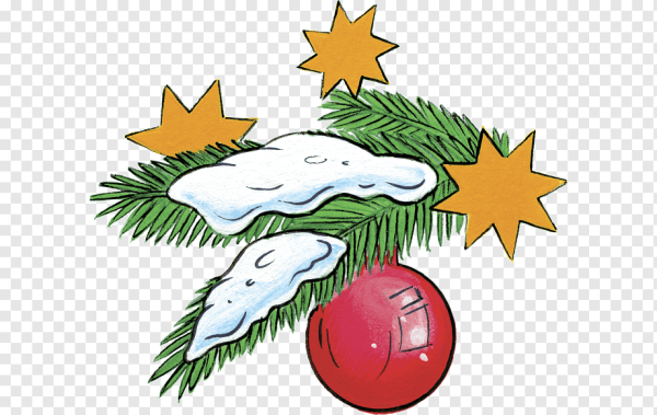 Рисование еловой ветки с игрушками