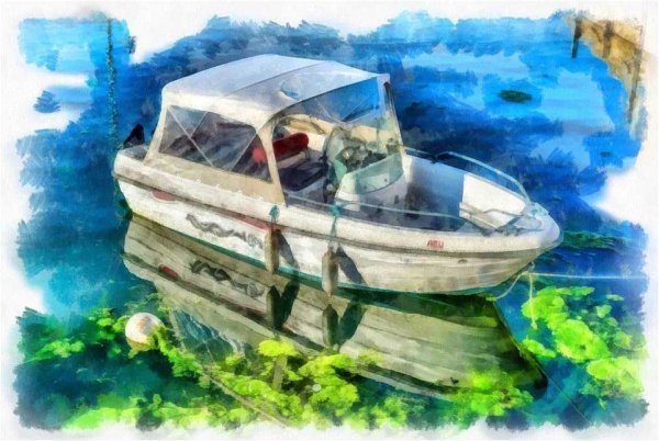 Лодки рыбачьи акварелью