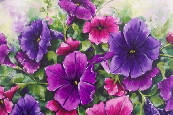 Цветы акварелью петунья
