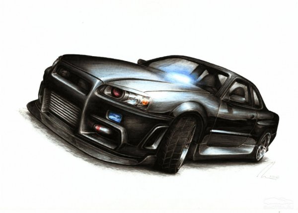 Nissan Skyline r34 карандашом