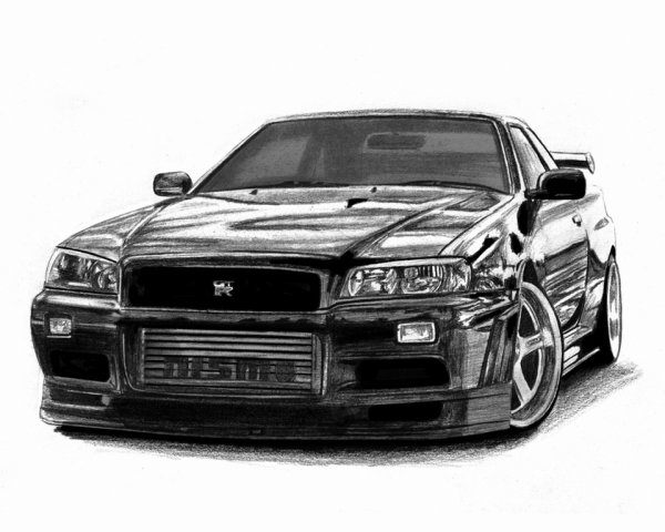 Nissan Skyline r34 карандашом