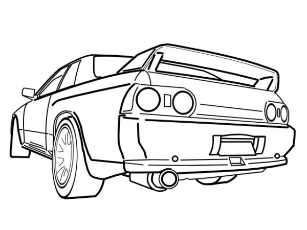 Nissan Skyline GTR r34 раскраска