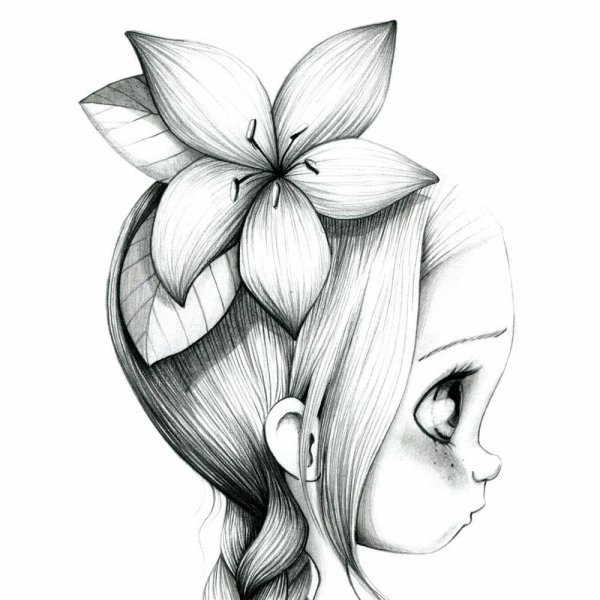 Эскиз розы карандашом