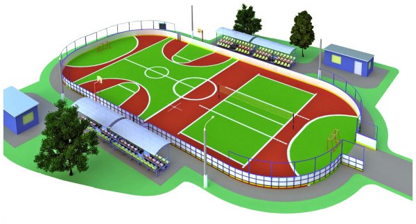 Универсальная спортивная площадка 28х15