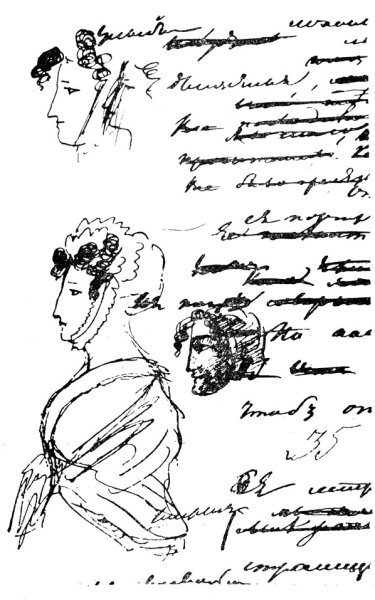 Зарисовки Пушкина на полях его рукописей Евгений Онегин