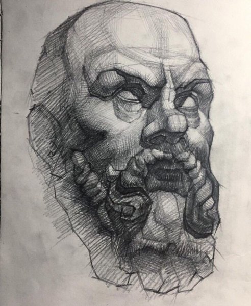 Академический рисунок гипсовой головы Сократа