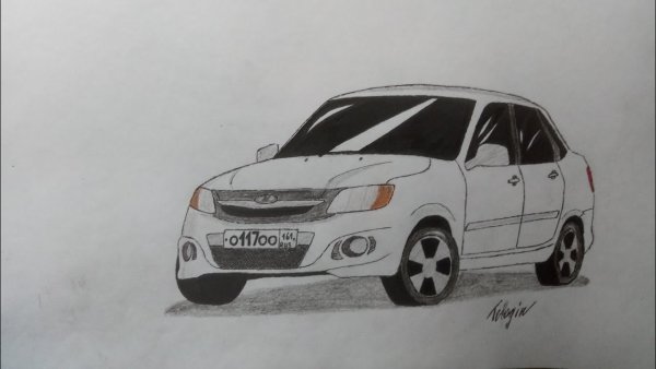 Лада Гранта срисовка только сбоку