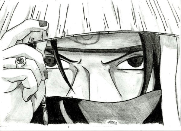 Итачи в шляпе с шаринганом