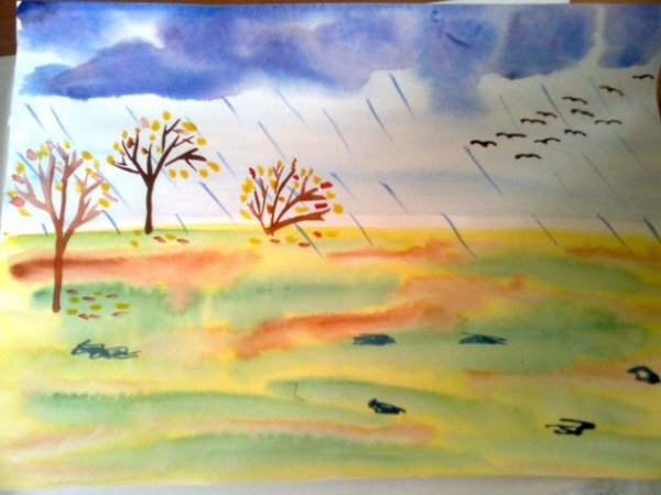 Рисование осенний дождь