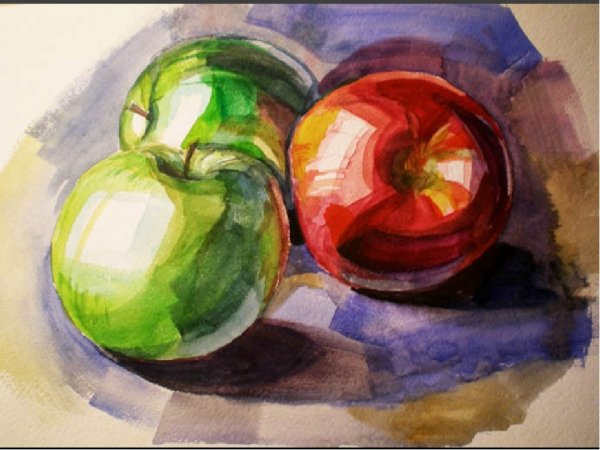 Этюды овощей и фруктов гуашью