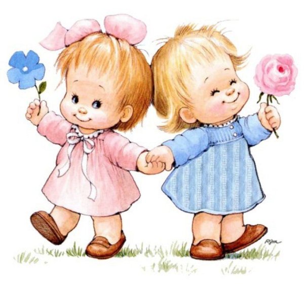 Две девочки нарисованные для детей