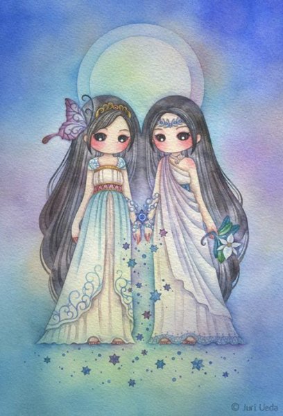 Рисунок девушки двойняшки