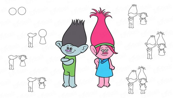 Раскраска Тролли Цветан