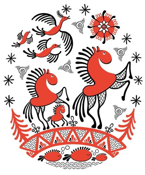 Мезенская роспись орнамент