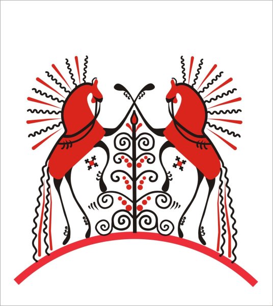 Мезенская роспись конь