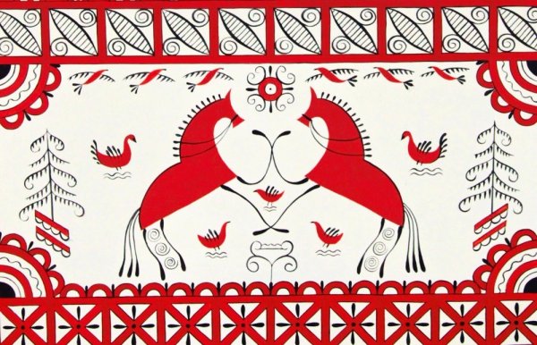 Мезенская роспись элементы росписи лошадь