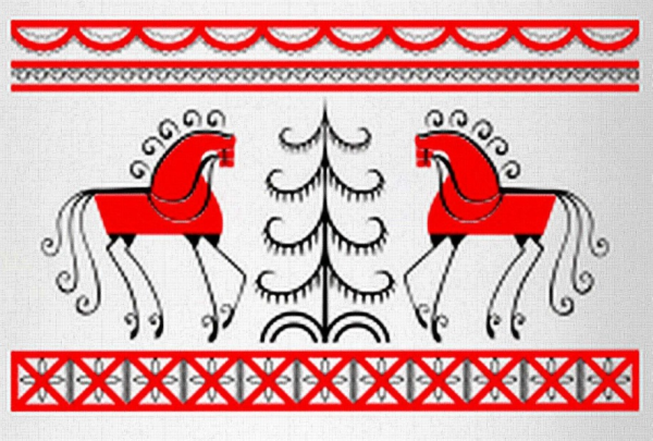 Мезенская роспись элементы росписи конь