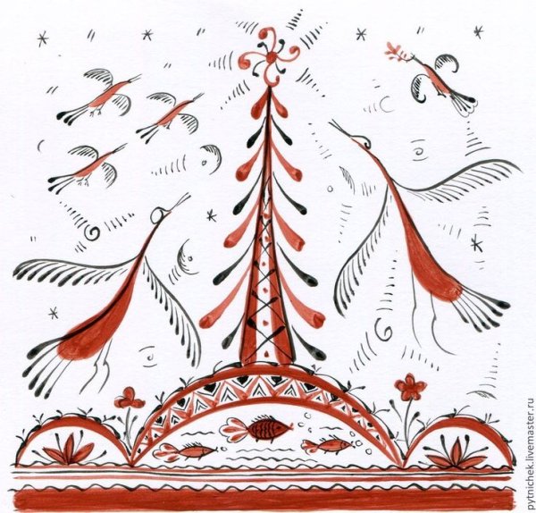 Мезенская роспись Древо жизни