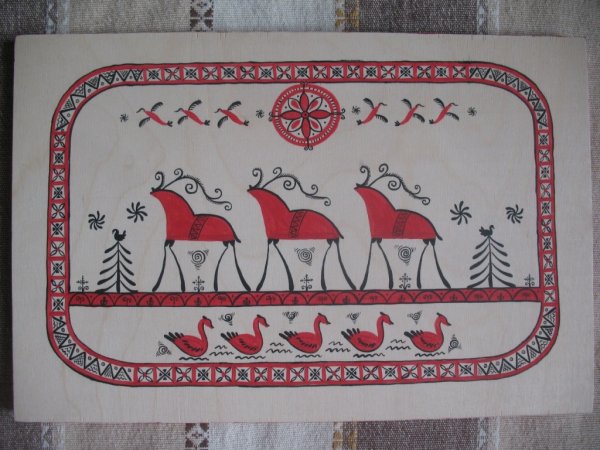 Северный олень Мезенская роспись