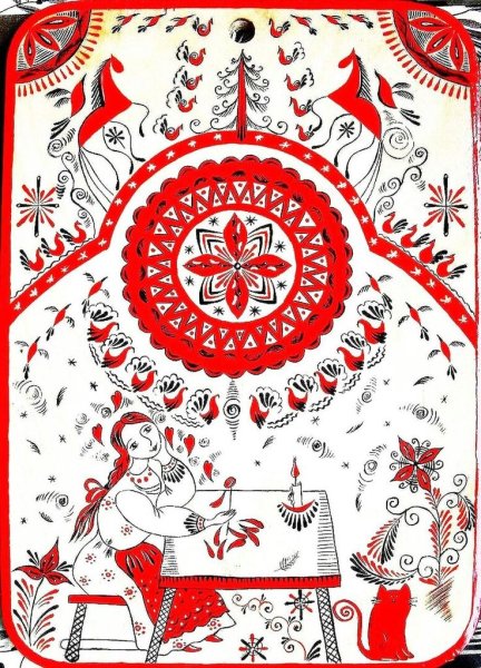 Мезинская роспись солнце