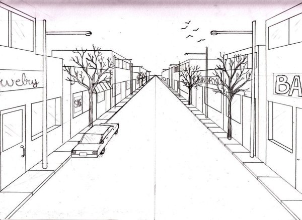 Линейная перспектива город