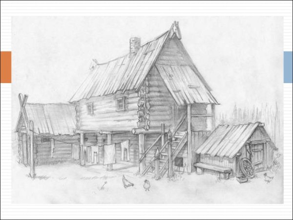 Рисование русской избы