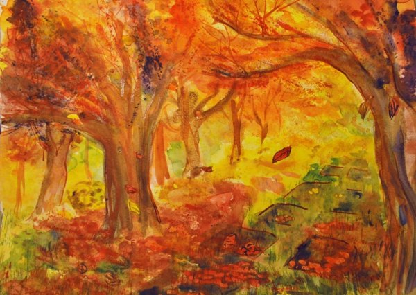 Рисование осеннего леса