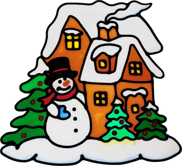 Новогодние украшения на окна цветные