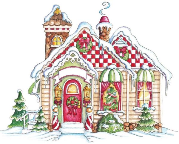 Рождественские домики нарисованные