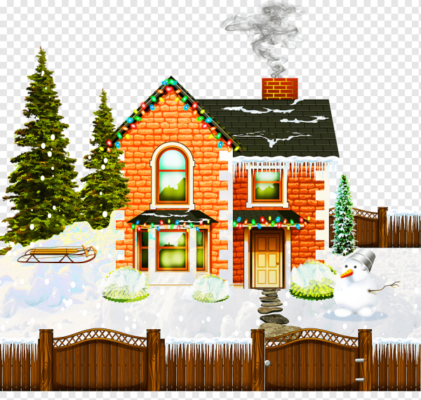 Новогодний дом мультяшный