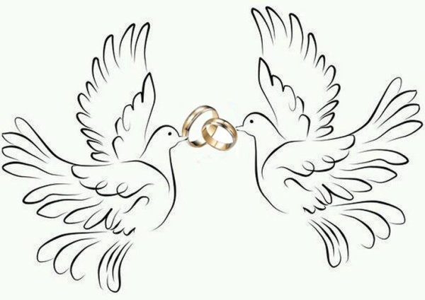 Голубки на свадьбу трафарет