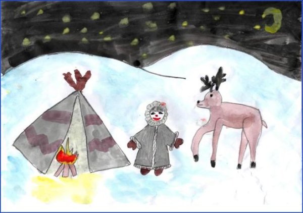 Тундра рисунок карандашом